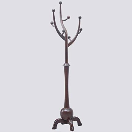 DSHGDJF Entrance Bedroom Clothes Hanger Standing Coat Rack Foot Hats Wooden Hall Rack Floor Design Furniture (Color : White)