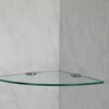 BSM Marketing Clear 150mm (6" Approx) 6mm Thickness Toughened Glass Corner Shelves for Bathroom Bedroom Kitchen Office with Chrome Finish Shelf S