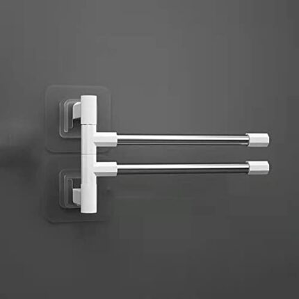 MIAOHY Bathroom Towel Rack Rotatable Towel Holder Space Aluminum 2/3/4/5-Bar Towel Hanger Kitchen Shelf Paper Hanging Wall Mounted (Size : 2)
