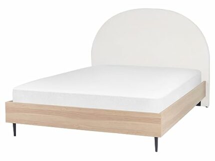 Beliani Modern EU King Size 5ft3 Bed Upholstered Headboard White Millay