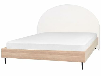 Beliani Modern EU Super King Size 6ft Bed Upholstered Headboard White Millay