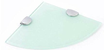 BSM Marketing Black or White 300mm (12" Approx) 6mm Thickness Toughened Glass Corner Shelves for Bathroom Bedroom Kitchen Office with Chrome Fini