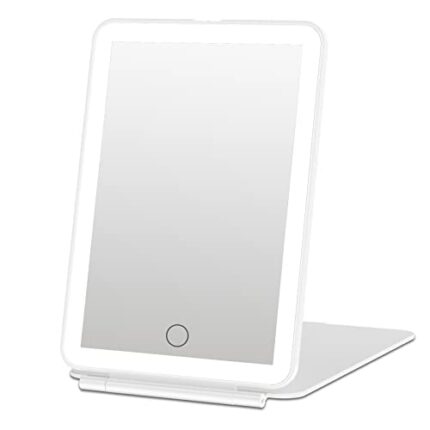 FASCINATE Makeup Mirror Rechargeable, Portable USB Vanity Mirror with 3 Color 72 LED Lighting,Touch Sensor Dimming, Tabletop Cosmetic Mirror Perf