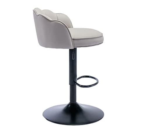 Leather Bar Stools Set of 2 Counter Height Swivel Barstools Upholstered Adjustable Kitchen Island Bar Chairs Black Metal Footrest and Base for Ba