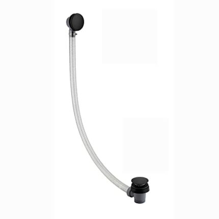 ENKI, W35, 1.5 Inch Matte Black Bath Waste & Overflow, Sturdy Plastic Pipping, Pop Up Waste Connection, Contemporary Design, Pop Up Bath Plug Was