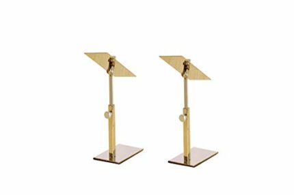 B&NN Two Pieces Metal Shoe Display Stand Riser Holder Adjustable Height Sandal Shoe Display Riser Gold Polished