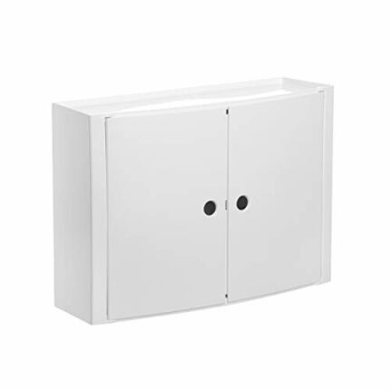 TATAY Horizontal plastic cabinet, white colour, 2 doors without knobs, and removable inner shelf.