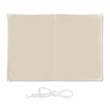 Relaxdays Shade Sail, Rectangular, Water-Repellent, UV-Protection with Tethers, Balcony Canopy, Wxd: 2 x 3M, Beige
