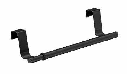 WENKO Telescopic door towel holder, extendable towel rack for kitchen and bathroom for hanging on drawer & cupboard door, mounting without drilli