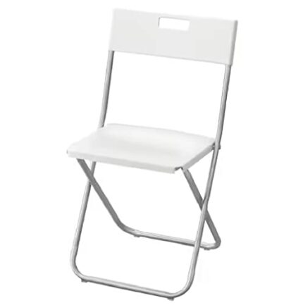 I-K-E-A GUNDE Folding Chair Easy to Carry White Galvanized steel/Polypropylene plastic 78 cm + 1 Free Shoe Bag