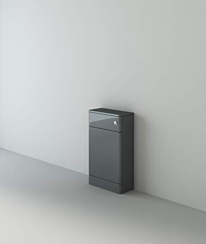 VeeBath Cyrenne High Gloss Anthracite Grey Floor Standing WC Back to Wall BTW Toilet Cabinet with Open Access Cistern Unit - 500mm