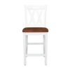WALNUT Farmhouse 5 Piece Round Counter Height Kitchen Dining Table Set W/Storage Shelf Glass Shelf 4 Back Dining Chairs