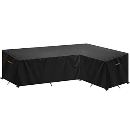 SanGlory Corner Sofa Cover Outdoor Waterproof L-Shape Garden Furniture Cover Anti-UV Patio Sofa Covers Windproof V-Shaped Garden Couch Protector
