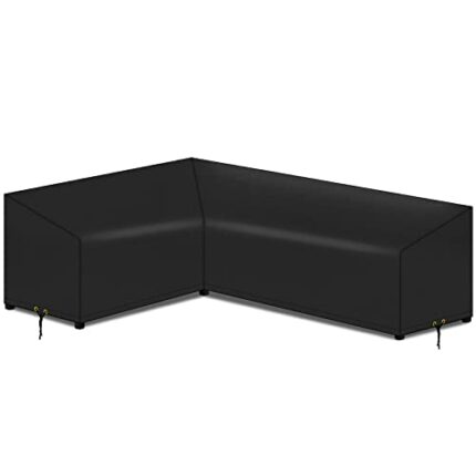 PATIO PLUS L-Shape Garden sofa Cover, Waterproof, Windproof, Anti-UV, 420D Oxford Fabric Outdoor Rattan Corner Sofa Cover, 210(left) x260(RIGHT)