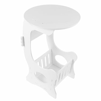 USHOBE 1 PC Coffee Table White Nightstand End Table White Round Nightstand Metal Side Table Simple End Table Sofa Side Snack Table Side End Table