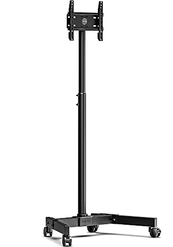 FITUEYES Mobile TV Cart Trolley 1.33m for 13–43 inch, 2-Tubes H-Base & 8 Height Adjustable Mobile TV Stand on Wheels, Tall TV Stand Max VESA 200x