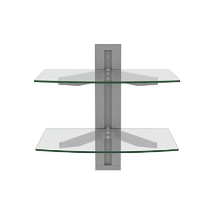 WALI CS202S Floating Wall Mounted Transparent Strengthened Tempered Glasses for DVD Players,Cable Boxes, Games Consoles, TV Accessories 2 Shelf,