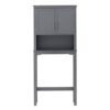 Two Door Toilet Cabinet Against The Wall Bathroom Cabinet Gray Storage Cabinet 27.56x7.85x65.08"