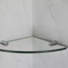 BSM Marketing Clear 150mm (6" Approx) 6mm Thickness Toughened Glass Corner Shelves for Bathroom Bedroom Kitchen Office with Chrome Finish Shelf S