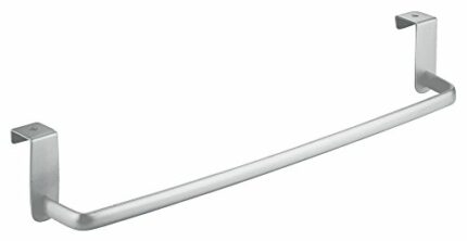 iDesign Over Door Towel Rail, Large Towel Rack Holder for Kitchen, made of Alloy Steel, Silver