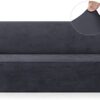FreeBiz Sofa Covers 1 Seater Elastic Fabric Slipcovers Stretch Couch Slip Cover Plush Protector for Kids Pets Living Room Black