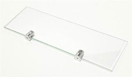 2 X Polished Glass Shelves - Brackets Included - Toughened 30CM Wide 10CM DEEP