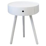 ASPECT Anika Round Bedside/End/Lamp Table With One Drawer,White