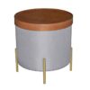 ASPECT Valentine Round Ottoman With Tray Top (Light Grey Linen)