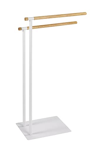 Wenko Towel-/Clothes stand Macao, Steel, White/Brown, 43 x 24 x 79 cm