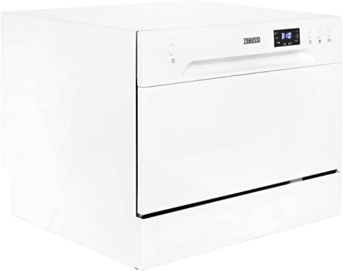 Zanussi ZDM17301WA Freestanding Counter Top Dishwasher, Compact Dishwasher, 55 cm Width, 6 Place Settings, 6 Programmes, Residual Drying, 52dB, W