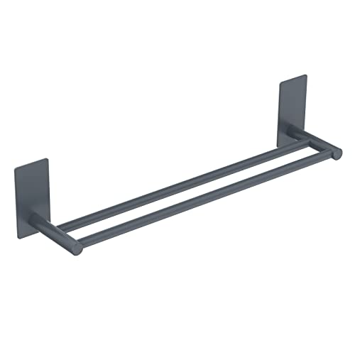 Towel Rail, No Drilling Bathroom Towel Rail Self Adhesive Wall Mounted Double Hand Towel Holder Made of 304 Brushed Stainless Steel for Bathroom
