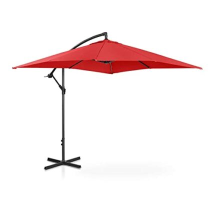 Uniprodo UNI-UMBRELLA-SQ250RE-N | Parasol | Cantilever Umbrella | Red Square 250 x 250 cm | Tilting | Garden Umbrella | Patio Umbrella | Sun Prot