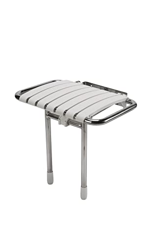Croydex Newport Fold Up Seat, Metal, White, 36x35x48.5 cm