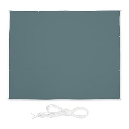 Relaxdays Rectangular sun sail, W x D: 5 x 6 m, water-repellent, UV-resistant, with guy ropes, for patio, balcony, grey