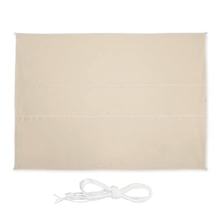Relaxdays Rectangular Sun Sail 3.5 x 4.5 m Water-Repellent UV Resistant with Tension Ropes Patio Balcony Beige