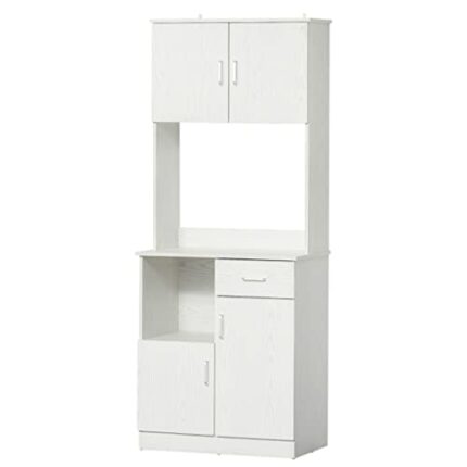 DSHGDJF Kitchen Cabinet Auxiliary Buffet With 3-door Cabinet Adjustable Shelf Drawers And Shelves 71x41x178 Cm White