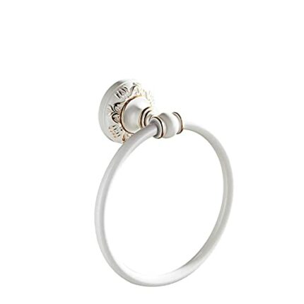 Vintage Towel Ring White Aluminum Round Base Style Wall-mounted Bathroom Towel Ring Rack Hanger Bathroom Accessories