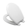 Croydex Sit Tight Carron Soft Close Toilet Seat, Wood, White, 47 x 36.5 x 6 cm