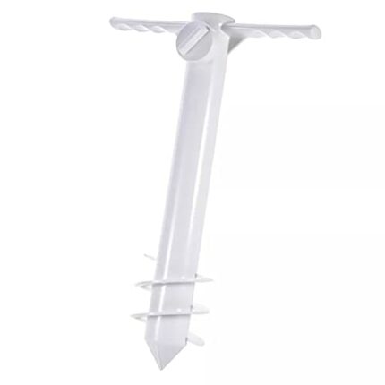 Techson Beach Umbrella Sand Anchor, Windproof Portable Parasol Base Holder, Camping Grassland Vacation Essentials, Fits All Beach Umbrella (White