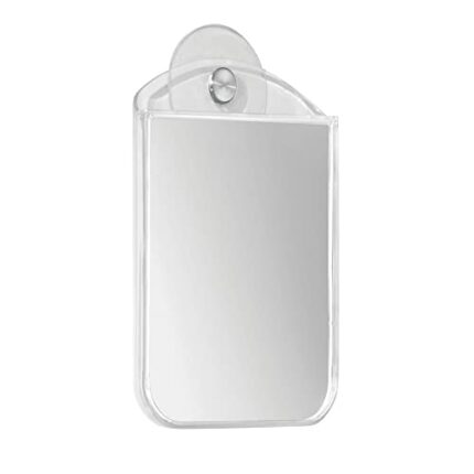 mDesign Anti-Fog Mirror - with Suction Cups for Hanging Inside The Cubicle - Shower Shaving Mirror & Makeup Mirror - Perfect for Your Daily Routi