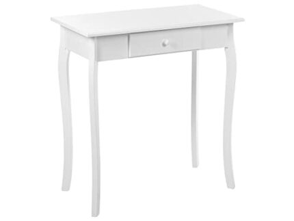 Beliani French Style Console Table with Drawer Wooden Legs White Albia