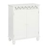 WALNUT Bathroom Floor Storage Cabinet With 2 Door Shelves 60x34.5x77CM Carved Cabinet White