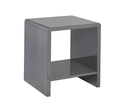 House & Homestyle Harrow Grey Gloss Bedside Table with Shelf, One Size