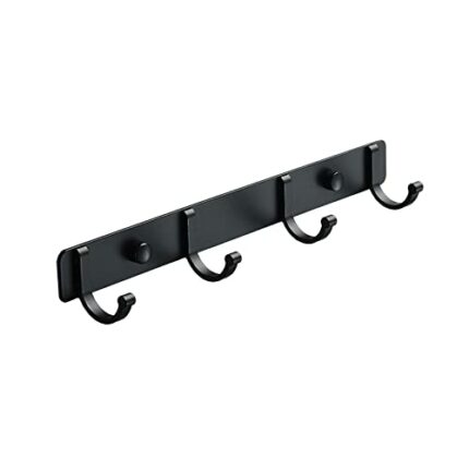 Spotcact Wall Mounted Coat Racks with 4 Hooks Hanging Holder Towel Rack 10.83' x 1.50' x 1.18' Modern Black Hanging for Clothes Entryway Bathroom