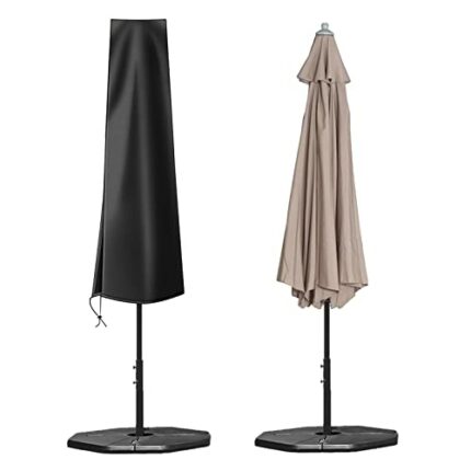 OKPOW Parasol Cover, Heavy Duty Rip Proof 600D Oxford Fabric Parasol Covers Waterproof, Windproof, Anti-UV, Large Umbrella Cover with Zip (170 *