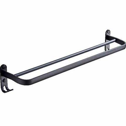 N/A Bathroom Towel Rack Wall Mounted Black Single Pole Double Pole With Hook Bathroom Space Aluminum Towel Bar Bathroom Accessories