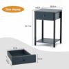 Ecoprsio Nightstand Set of 2 Modern End Table Side Table with Drawer and Storage Shelf Wood Night Stand Dark Blue Bedside Table for Bedroom, Livi