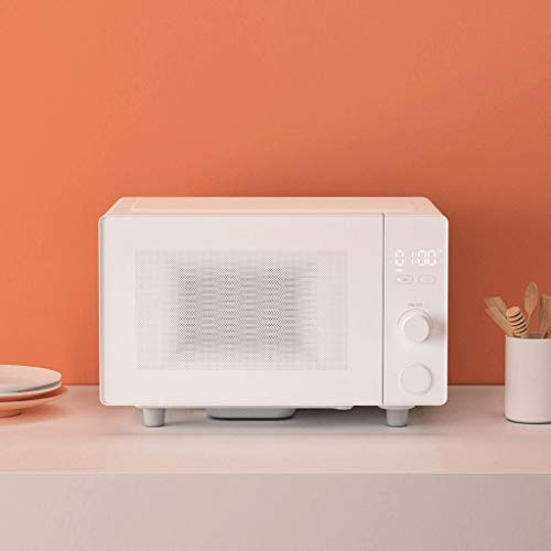 KKYKP Countertop Microwave Oven with Compact Size, Position-Memory Turntable, Sound on/Off Button, Custom Cooking Mode, 20L,700W, White