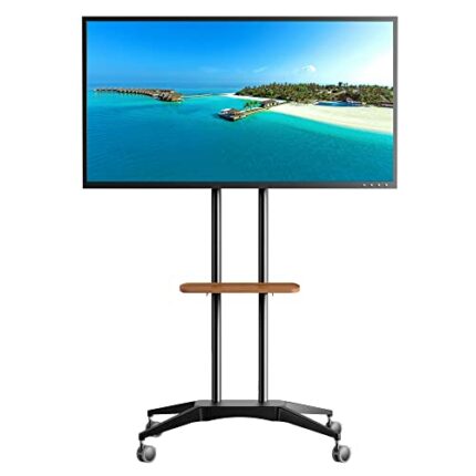 Mobile TV Stand with Wheels Rolling for 32-75 inch LCD LED, Height Adjustable Floor TV Cart with Shelf Holds Up to 150 lbs, Outdoor Portable Tall