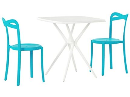 Modern Balcony Bistro Set Synthetic 2 Stacking Chairs Blue Sersale/Camogli